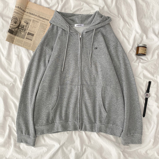 Damen lässiger Kapuzenpullover mit durchgehendem Reißverschluss und praktischen Eingrifftaschen R&B