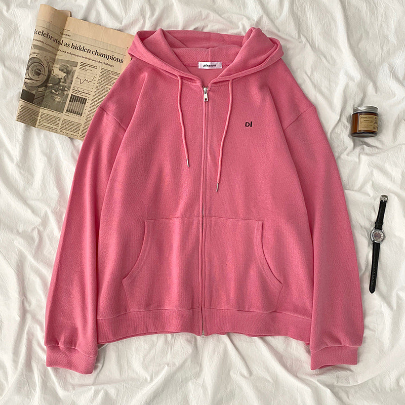 Damen lässiger Kapuzenpullover mit durchgehendem Reißverschluss und praktischen Eingrifftaschen R&B