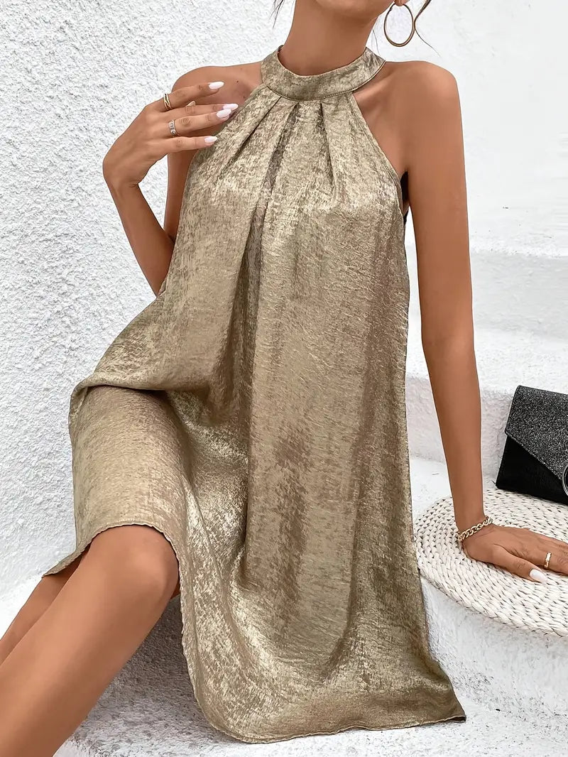 R&B | Elegantes Neckholderkleid In Gold