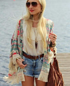 R&B | Lockere Strickjacke mit Blumenmuster