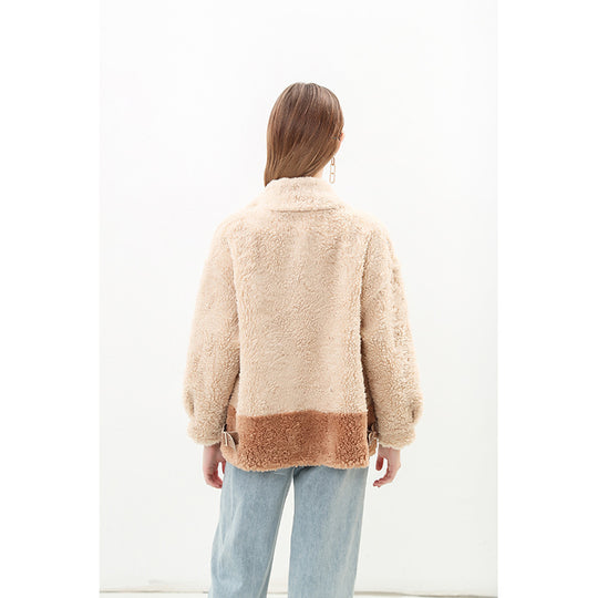 Damen kuschelige Oversize-Jacke mit dekorativen Taschen R&B
