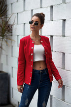 Damen modischer Blazer mit strukturiertem Stoff und besonderen Knopfdetails R&B