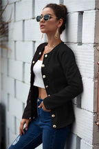 Damen modischer Blazer mit strukturiertem Stoff und besonderen Knopfdetails R&B