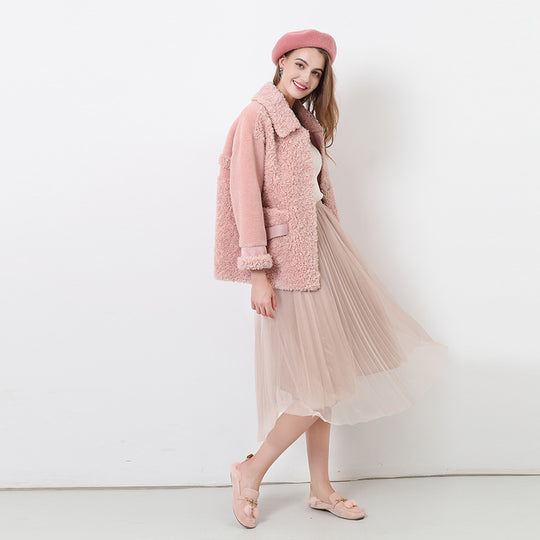Damen Kuschliger Teddyjacke mit abnehmbaren Bindegürtel R&B