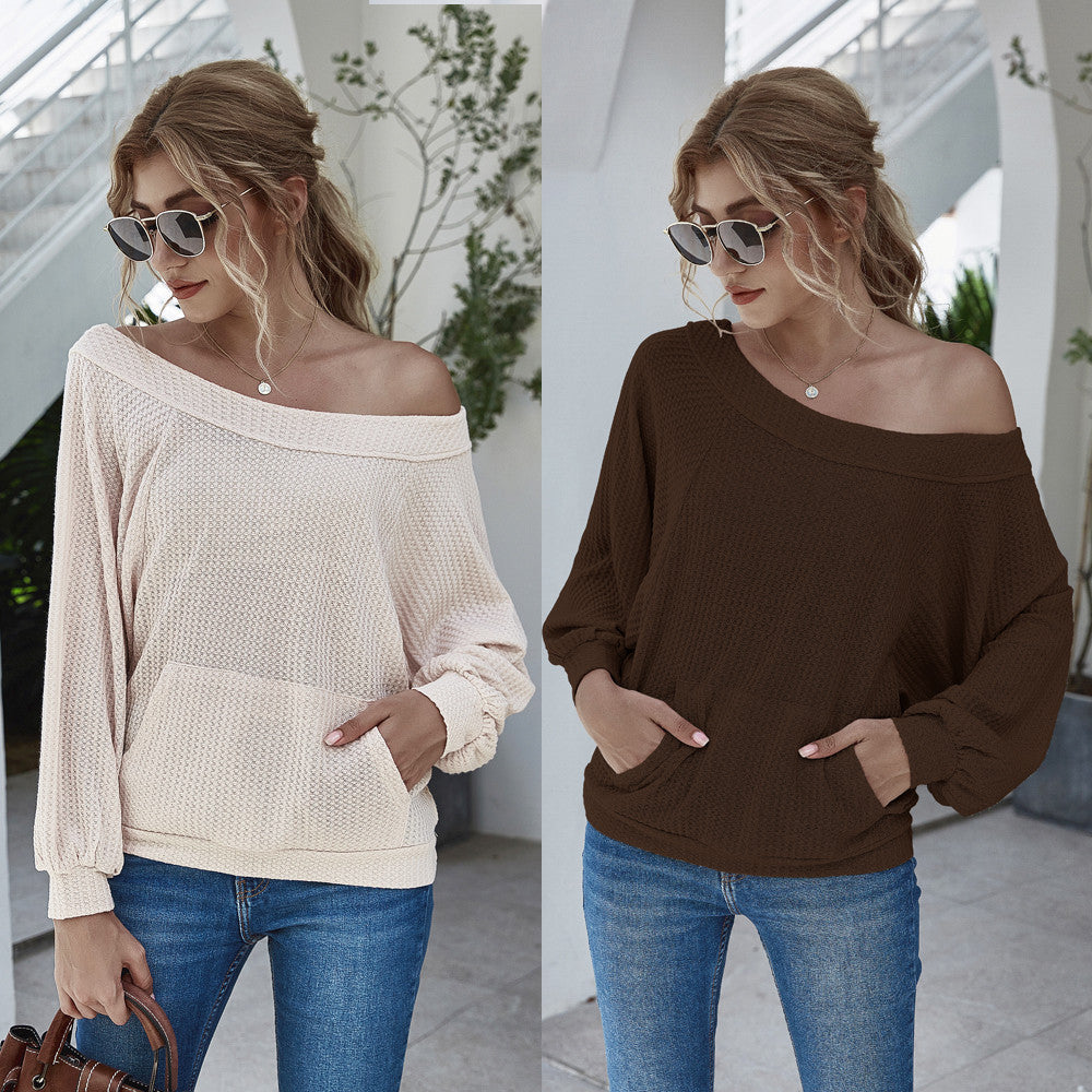 Damen lässiger Pullover mit oversized Schnitt und Taschen R&B