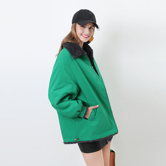 Damen Gemütliche Oversized-Jacke mit Kapuze und Teddy-Futter R&B