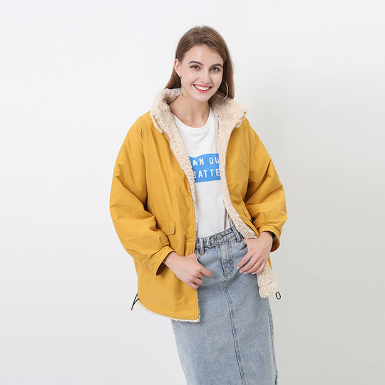 Damen Kuschelige und warme Outdoorjacke mit hohem Kragen R&B