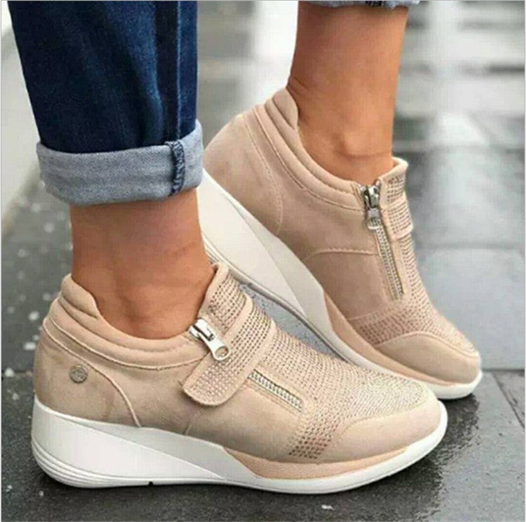 Damen sportliche High-Top Sneaker mit modischem Reißverschluss R&B