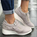 Damen sportliche High-Top Sneaker mit modischem Reißverschluss R&B