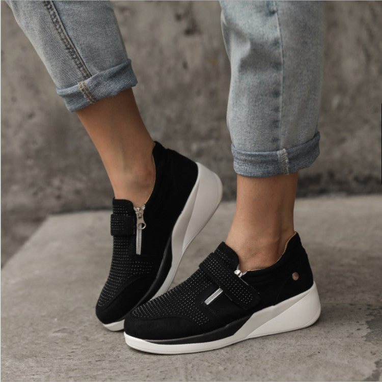Damen sportliche High-Top Sneaker mit modischem Reißverschluss R&B