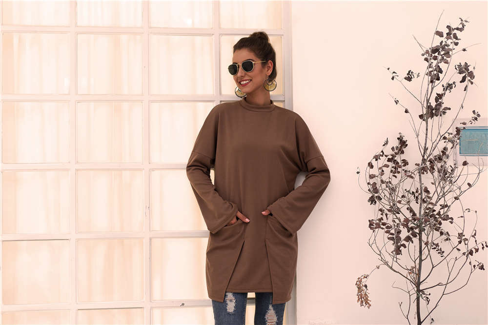 Damen Longpullover mit außerge-wöhnlichem Schnitt und Taschen R&B