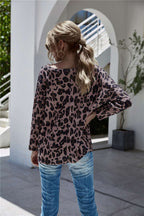 Damen lässiges Langarmshirt mit Leopardenmuster R&B
