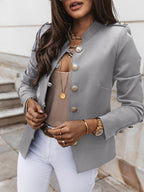 Damen elegante Blazerjacke mit goldenen Knöpfen und hochwertigen Details R&B