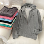 Damen lässiger Kapuzenpullover mit durchgehendem Reißverschluss und praktischen Eingrifftaschen