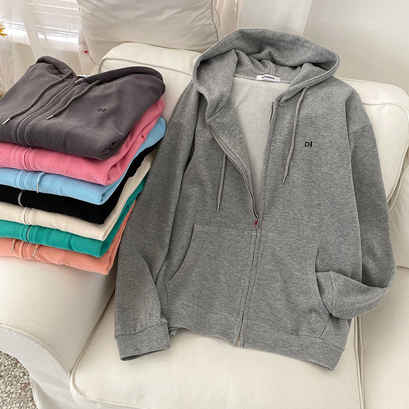 Damen lässiger Kapuzenpullover mit durchgehendem Reißverschluss und praktischen Eingrifftaschen