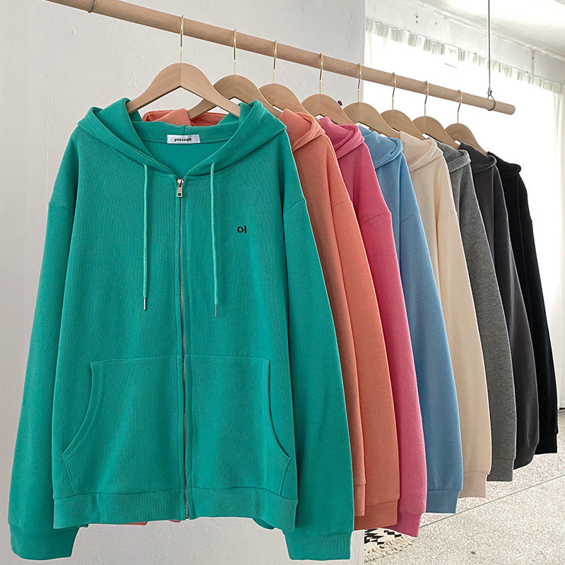 Damen lässiger Kapuzenpullover mit durchgehendem Reißverschluss und praktischen Eingrifftaschen
