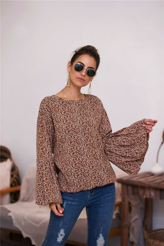 Damen Bluse mit voluminösen Ärmeln und floralen Details R&B