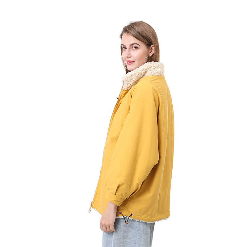Damen Kuschelige und warme Outdoorjacke mit hohem Kragen R&B