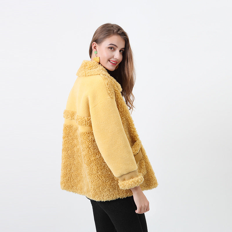 Damen Kuschliger Teddyjacke mit abnehmbaren Bindegürtel R&B
