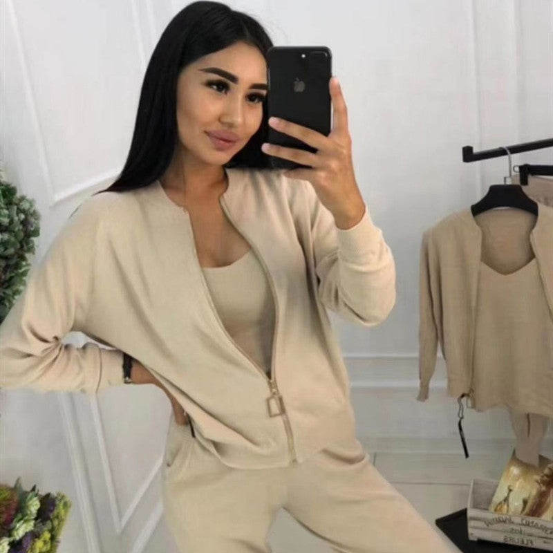 Damen Sportliches Loungewear-Set mit Reißverschluss und weitem Schnitt R&B