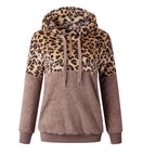 Damen Trendiger Zip-Hoodie mit Leopardenmuster und kuscheligem Fleece R&B