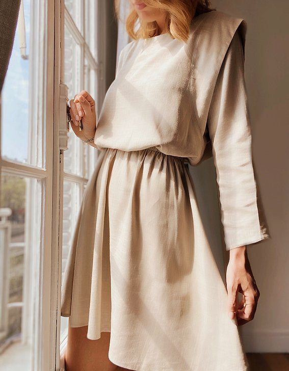 Damen Kleid mit elegante Raffung und angeschnittenen Ärmeln R&B