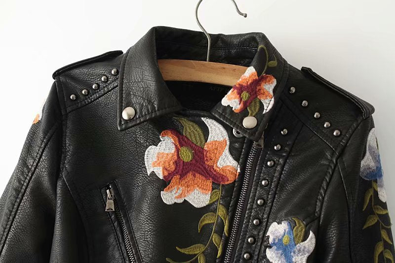 R&B | Bestickte Verziert Veganlederjacke