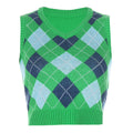 Damen ärmelloses Strickoberteil im modischen Argyle-Muster R&B