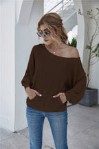 Damen lässiger Pullover mit oversized Schnitt und Taschen R&B