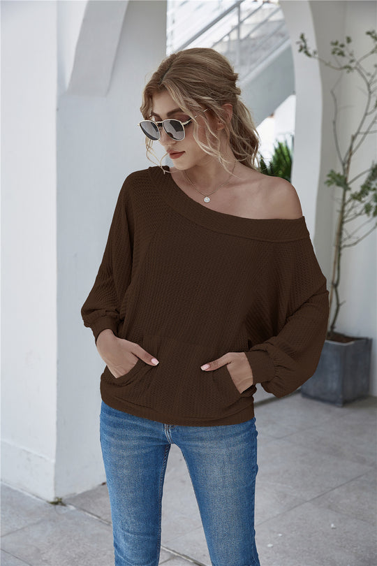 Damen lässiger Pullover mit oversized Schnitt und Taschen R&B