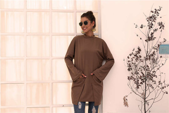 Damen Longpullover mit außerge-wöhnlichem Schnitt und Taschen R&B