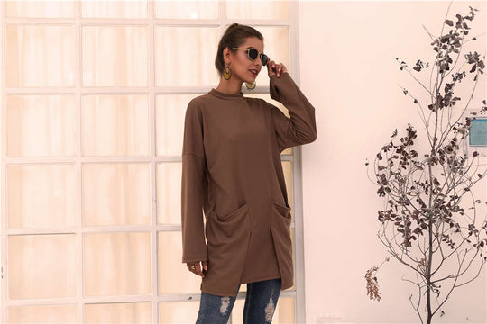 Damen Longpullover mit außerge-wöhnlichem Schnitt und Taschen R&B