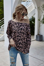 Damen lässiges Langarmshirt mit Leopardenmuster R&B