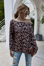 Damen lässiges Langarmshirt mit Leopardenmuster R&B