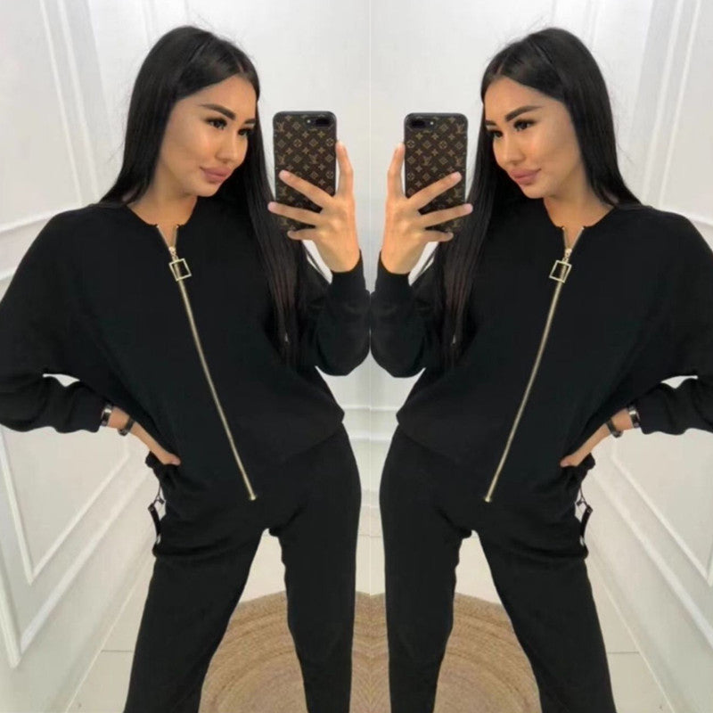 Damen Sportliches Loungewear-Set mit Reißverschluss und weitem Schnitt R&B