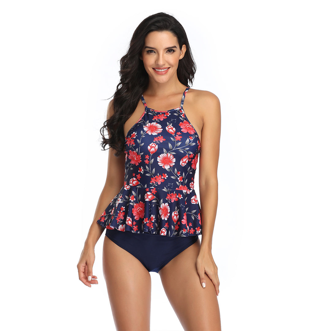 Damen Tankini-Set mit leicht ausgestelltem Oberteil und bequemen Höschen R&B