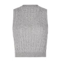 Damen Strick-Crop-Top mit V-Ausschnitt und Zopfmuster R&B