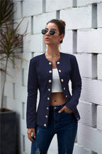 Damen modischer Blazer mit strukturiertem Stoff und besonderen Knopfdetails R&B