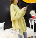 Damen Grobstrick Pullover mit hohem Kragen und lässigem Schnitt R&B