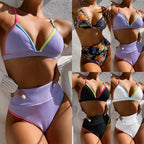 Damen Hochtailliertes Bikini-Set mit farbigen Kontrasten