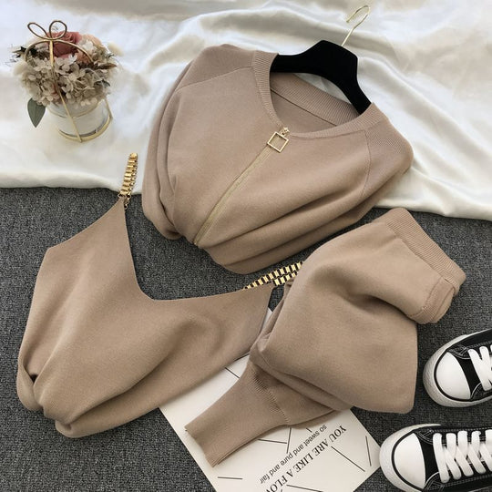 Damen Sportliches Loungewear-Set mit Reißverschluss und weitem Schnitt R&B