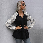 Damen modische Bluse mit floralem Ärmeldetail