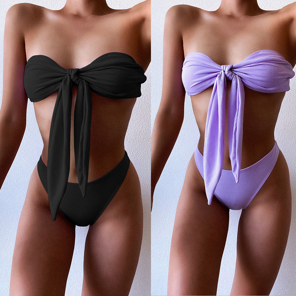 Damen Bandeau-Bikini mit Schleifen-Detail R&B