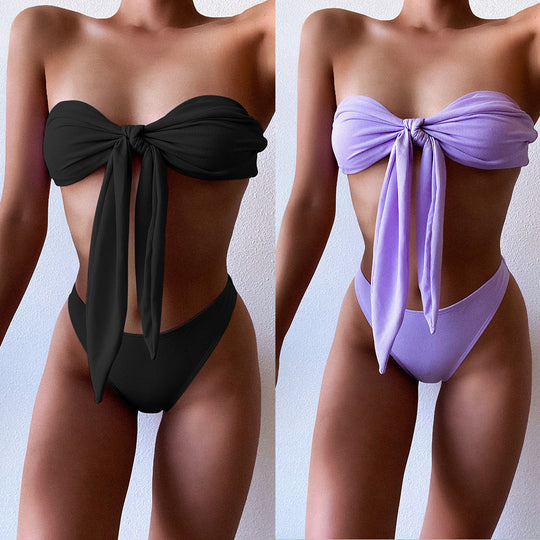 Damen Bandeau-Bikini mit Schleifen-Detail R&B