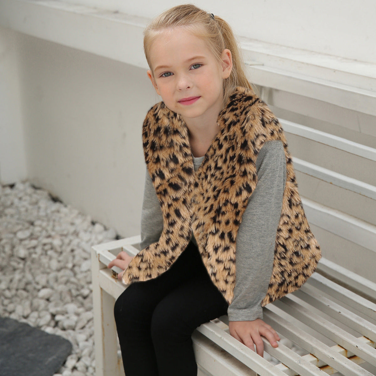 Damen Modischer Leopardenfell-Weste R&B