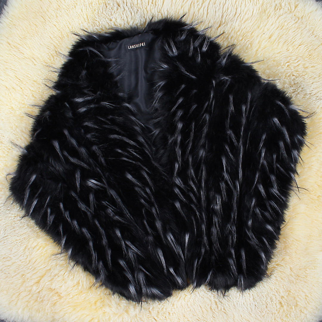 Damen Eleganter Kunstpelz-Cape R&B