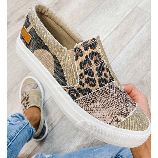 Damen modische Slip-On Sneakers mit unterschiedlichen Tiermustern R&B