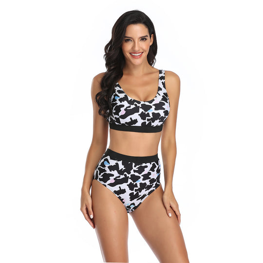 Damen Sportliches Bikiniset mit hohem Bund und modischem Camouflage-Muster R&B