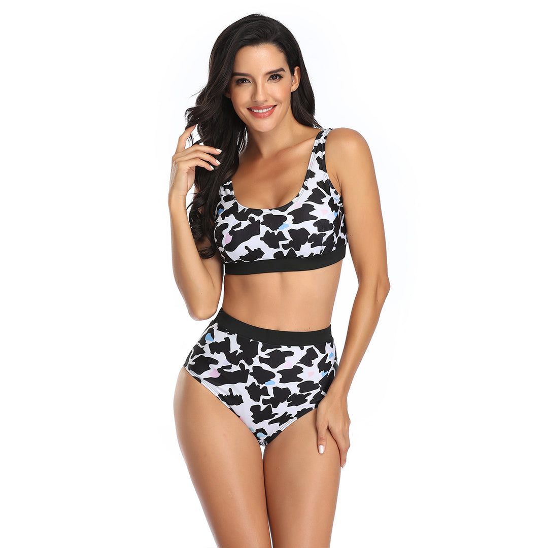 Damen Sportliches Bikiniset mit hohem Bund und modischem Camouflage-Muster R&B