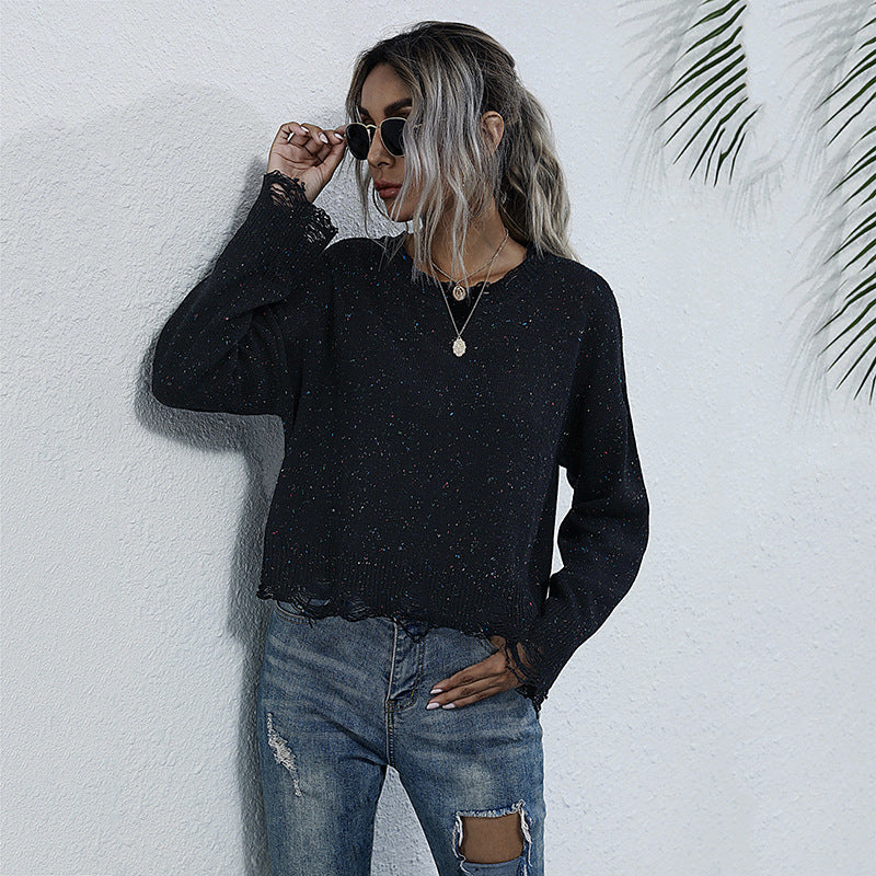 Damen lässiges Sweatshirt mit funkelnden Akzenten und modischem Schnitt R&B